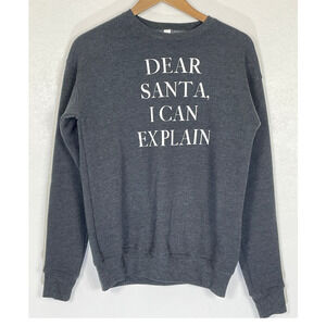 Canvas Christmas Holiday Sweatshirt Dear Santa I Can Explain XS